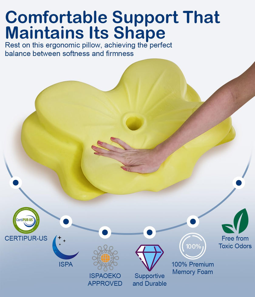 CosBed Cervical Neck Pillow, Ergonomic Memory Foam Pillows for Neck Pain Relief with Breathable Pillowcase, Contour Neck Support Pillow for Side Back Stomach Sleepers White 🍁 All In One Marketplace Canada