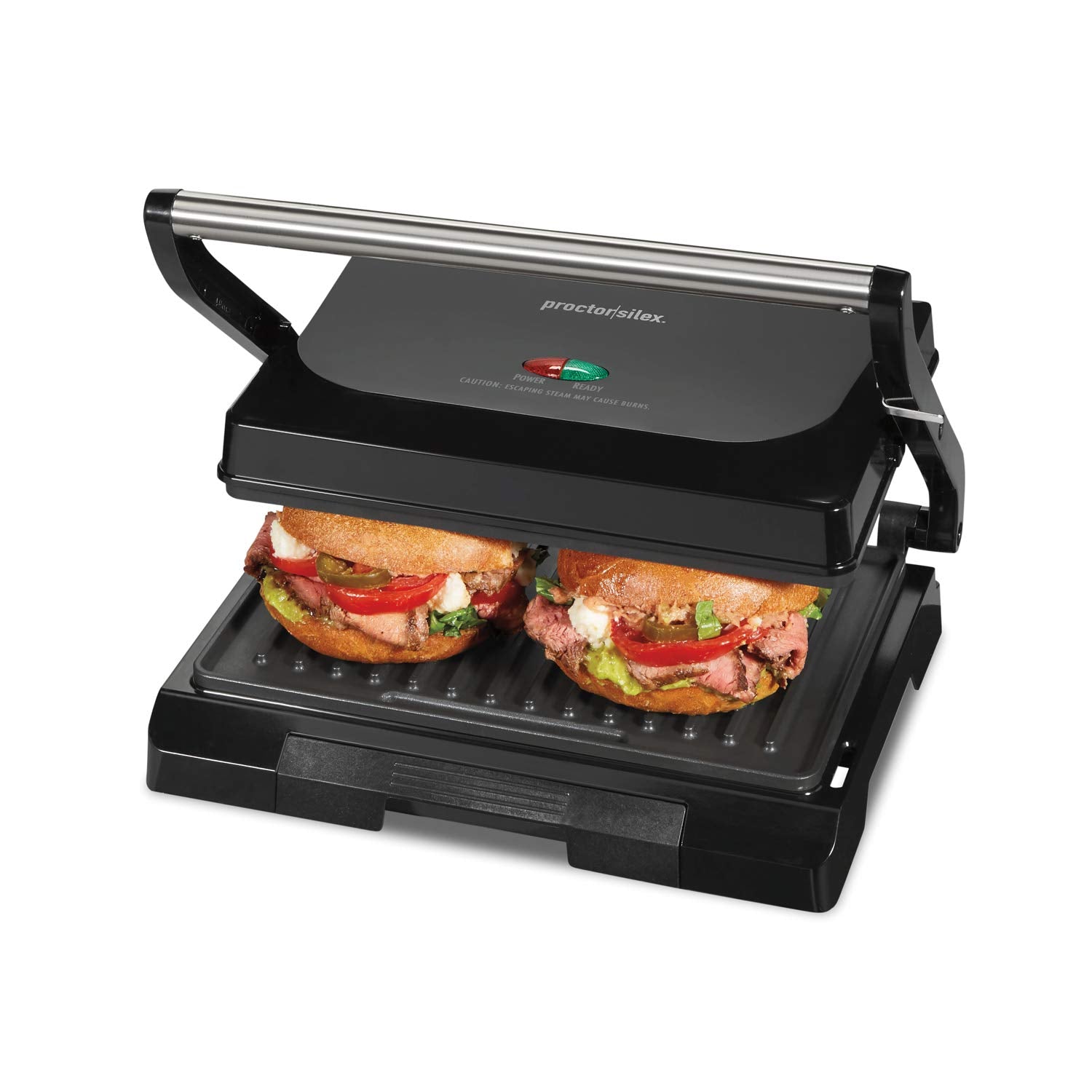 Proctor Silex 4 Serving Panini Press, Sandwich Maker and Compact Indoor Grill, Upright Storage, Easy Clean Nonstick Grids, Black (25440PS) 🍁 All In One Marketplace Canada