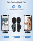 Wireless Lavalier Microphone for iPhone, iPad, Android Phone，2-Pack Mini Microphone with Noise Reduction, Auto Pairing and Mute & Reverb for Vlogging, Video Recording, TikTok, YouTube - Plug & Play 🍁 All In One Marketplace Canada