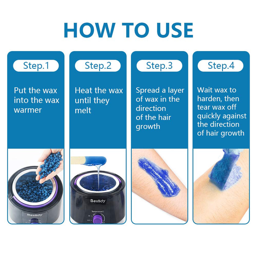 Bestidy Wax Beads, Waxing beans for Hair Removal, Women Men, Home Waxing for All Body and Brazilian Bikini Areas (Blue-1000g) 🍁 All In One Marketplace Canada