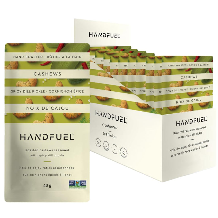 Handfuel Spicy Dill Pickle Cashews, Gluten Free Flavoured Nuts - 40g x 12 🍁 All In One Marketplace Canada