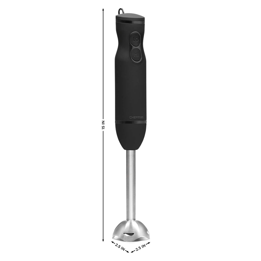 Chefman Immersion Blender, 300W Hand Blender with Stainless Steel Blades, Powerful Electric Ice Crushing 2-speed Control Handheld Food Mixer, Purées, Smoothies, Shakes, Sauces & Soups, Black 🍁 All In One Marketplace Canada