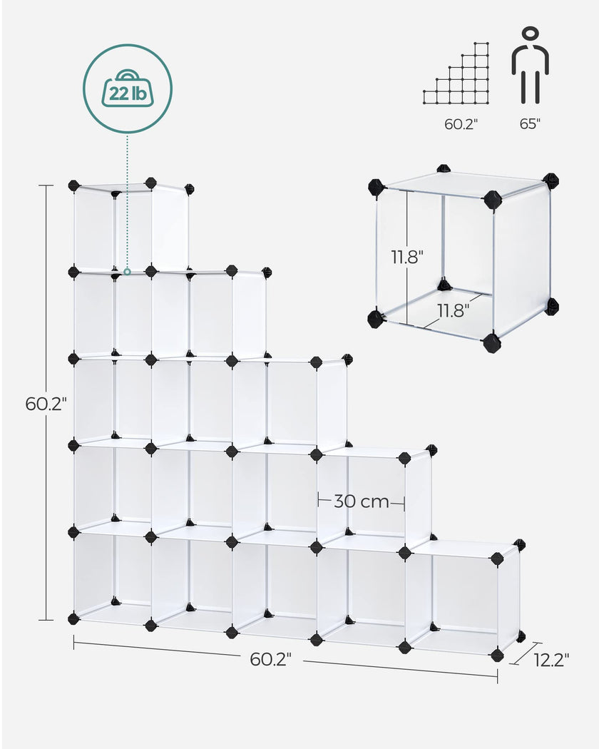 SONGMICS Cube Storage Organizer, 16 Cube Closet Organizers 48.4 x 12.2 x 48.4 Inches, White ULPC44L 🍁 All In One Marketplace Canada