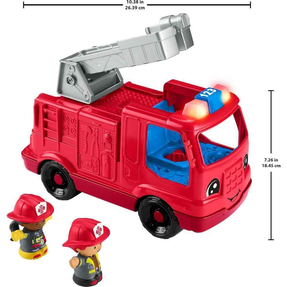 Fisher-Price Little People Toddler Toy Fire Truck Musical Push-Along Vehicle with 2 Figures for Pretend Play Ages 1+ Years 🍁 All In One Marketplace Canada