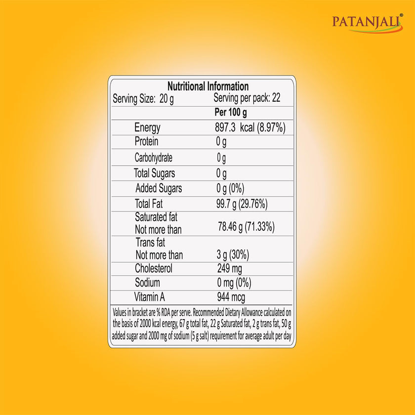 Patanjali Pure Cow Ghee Natural & Healthy, 1L