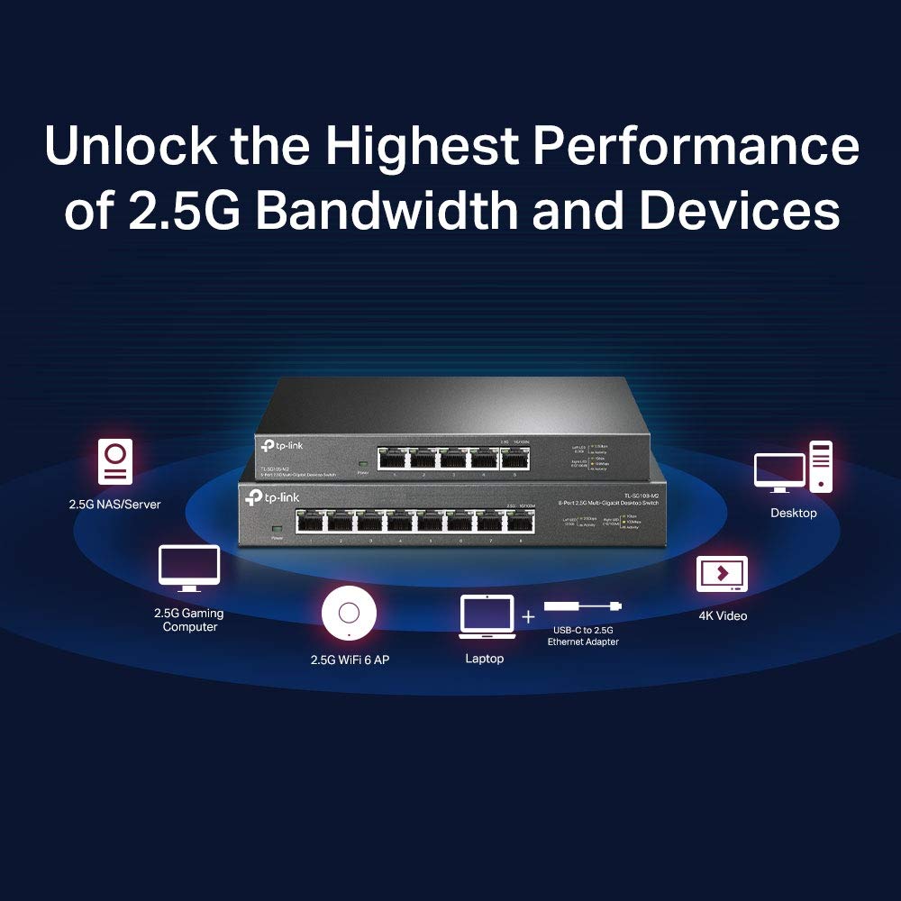 TP-Link TL-SG105-M2 | 5 Port Multi-Gigabit Unmanaged Network Switch, Ethernet Splitter | 2.5G Bandwidth | Plug & Play | Desktop/Wall-Mount | Fanless Metal Design 🍁 All In One Marketplace Canada