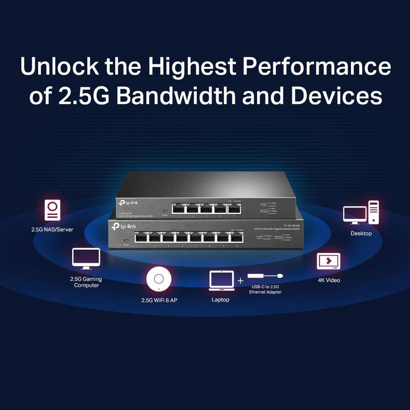 TP-Link TL-SG105-M2 | 5 Port Multi-Gigabit Unmanaged Network Switch, Ethernet Splitter | 2.5G Bandwidth | Plug & Play | Desktop/Wall-Mount | Fanless Metal Design 🍁 All In One Marketplace Canada