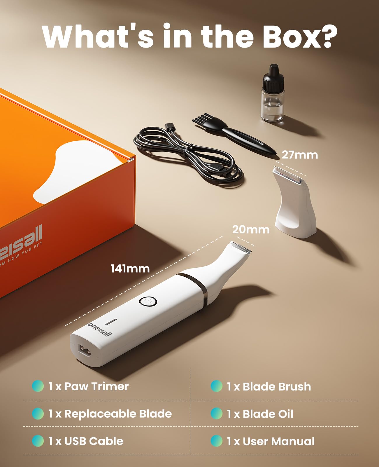 oneisall Dog Clippers with Double Blades,Cordless Small Pet Hair Grooming Trimmer,Low Noise for Trimming Dog's Hair Around Paws, Eyes, Ears, Face, Rump (White) 🍁 All In One Marketplace Canada