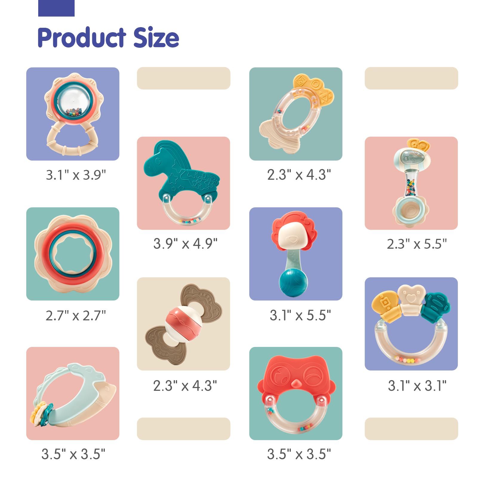 hahaland Baby Teething Toys, Infant Newborn Toys 0-3 3-6 Months, Silicone Babies Teether Rattles, Baby Shower Gifts for Newborn Boys Girls, 10 Pcs with Storage Box for 0 Months+ 🍁 All In One Marketplace Canada