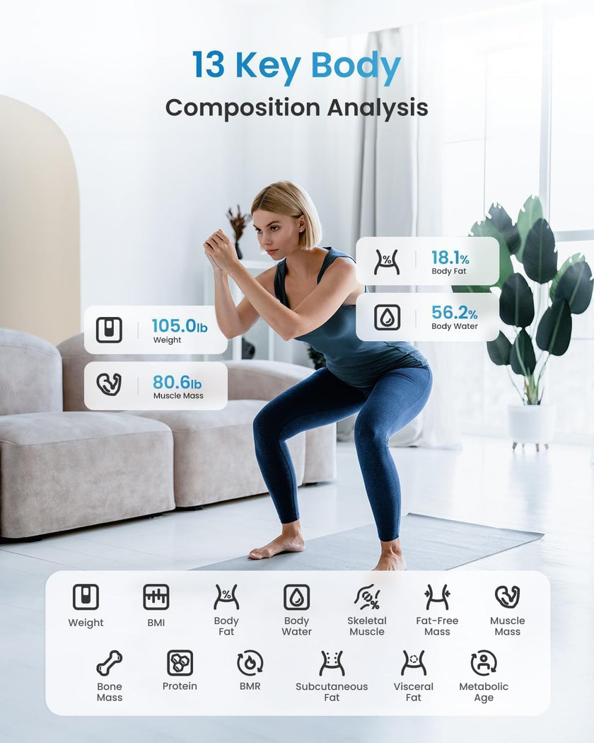 RENPHO Body Fat Scale, Smart Scale for Body Weight, BMI Digital Bathroom Weight Scale, Body Measurements with Smartphone App sync with Bluetooth, 400 lbs - White, Elis 1 🍁 All In One Marketplace Canada