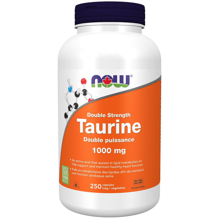 NOW Supplements, Taurine 1,000 mg, Double Strength, Nervous System Health, 250 Veg Capsules 🍁 All In One Marketplace Canada