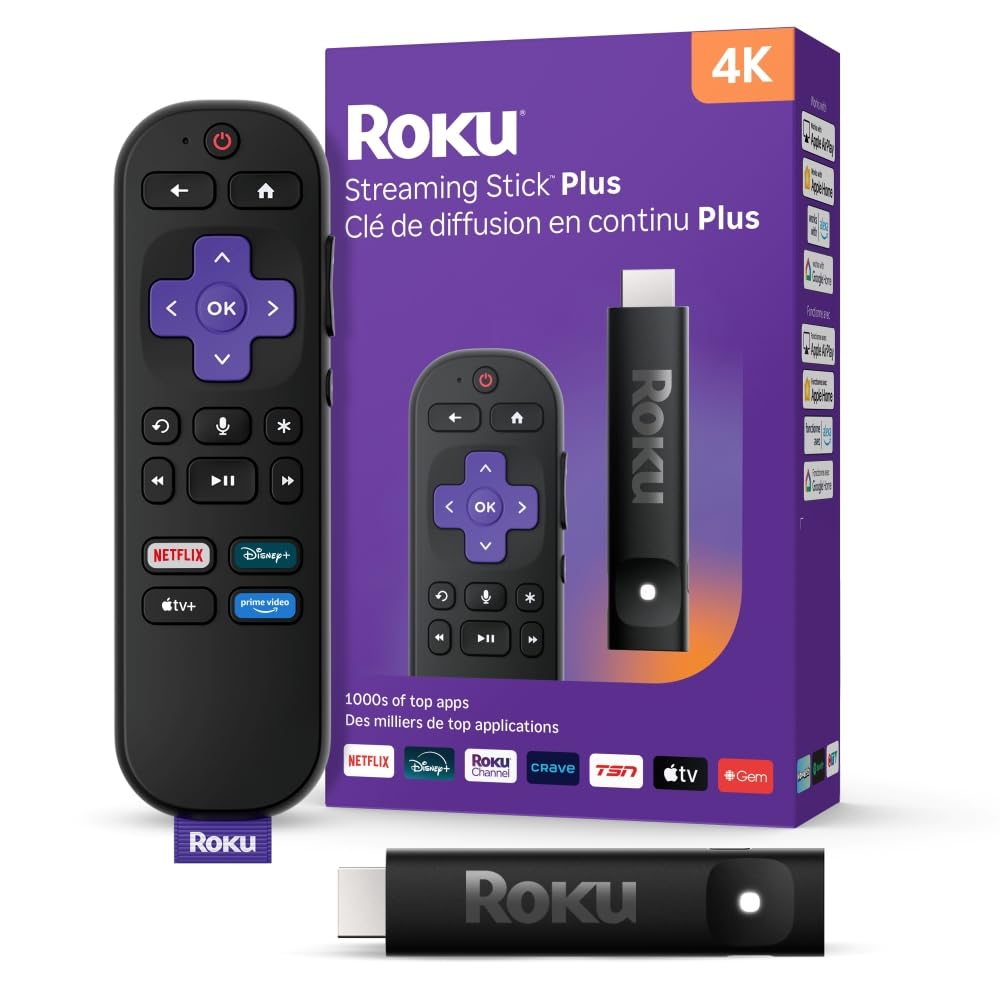 Roku® Streaming Stick™ Plus 2025 – 4K and HDR Roku Streaming Device for TV with Voice Remote – Free and Live TV 🍁 All In One Marketplace Canada
