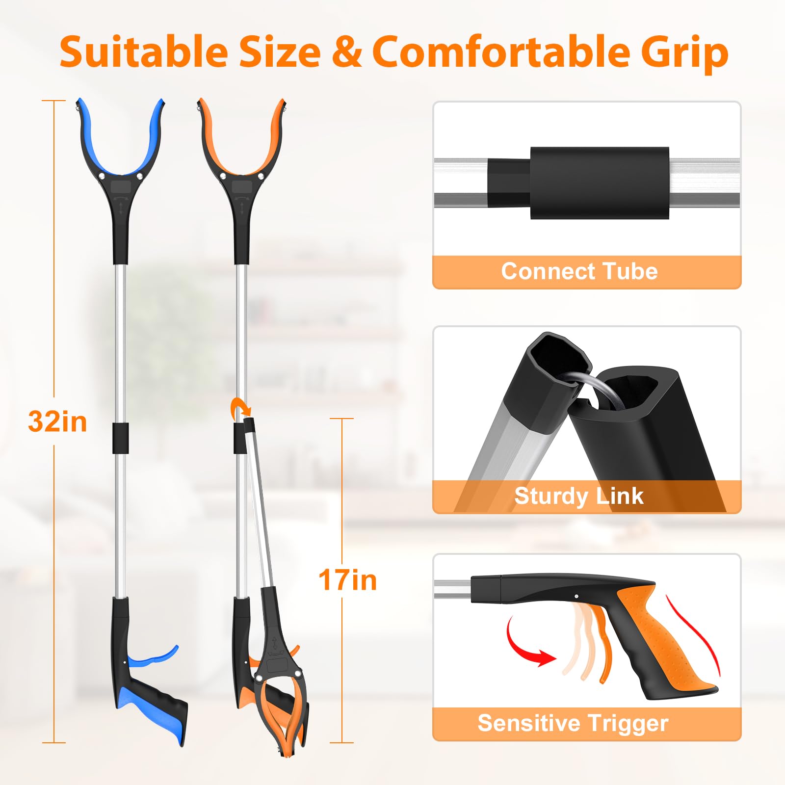 REWKCY 32in/83cm Grabber Reacher Tool 2-Pack, Foldable Reacher Grabber with 360° Rotating Jaw & Magnet, Heavy Duty Pick Up Stick for Seniors 🍁 All In One Marketplace Canada
