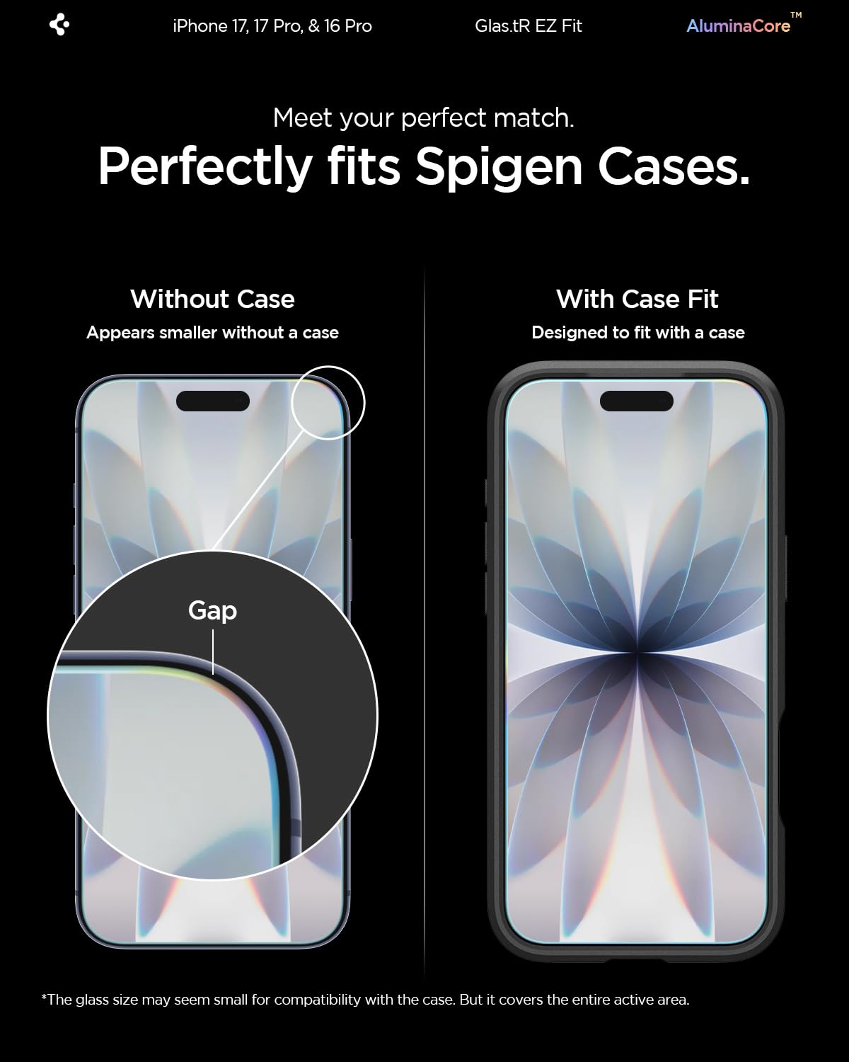 Spigen AluminaCore Tempered Glass Screen Protector [Glas.tR EZ Fit] designed for iPhone 17 Pro | iPhone 17 | iPhone 16 Pro [2 Pack] 9H+ Hardness, Aluminum-Enhanced Durability 🍁 All In One Marketplace Canada