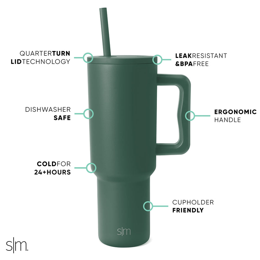 Simple Modern Tumbler with Handle and Straw | 40oz | Green 🍁 All In One Marketplace Canada