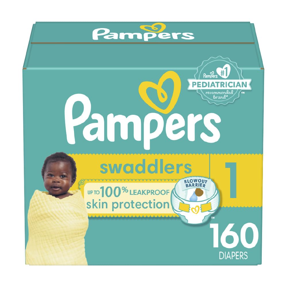 Pampers Swaddlers Diapers, Size 1, Absorbent, Keeps Baby Dry and Comfortable, Skin Safe Disposable Baby Diaper, 1 Pack (Count of 160) 🍁 All In One Marketplace Canada