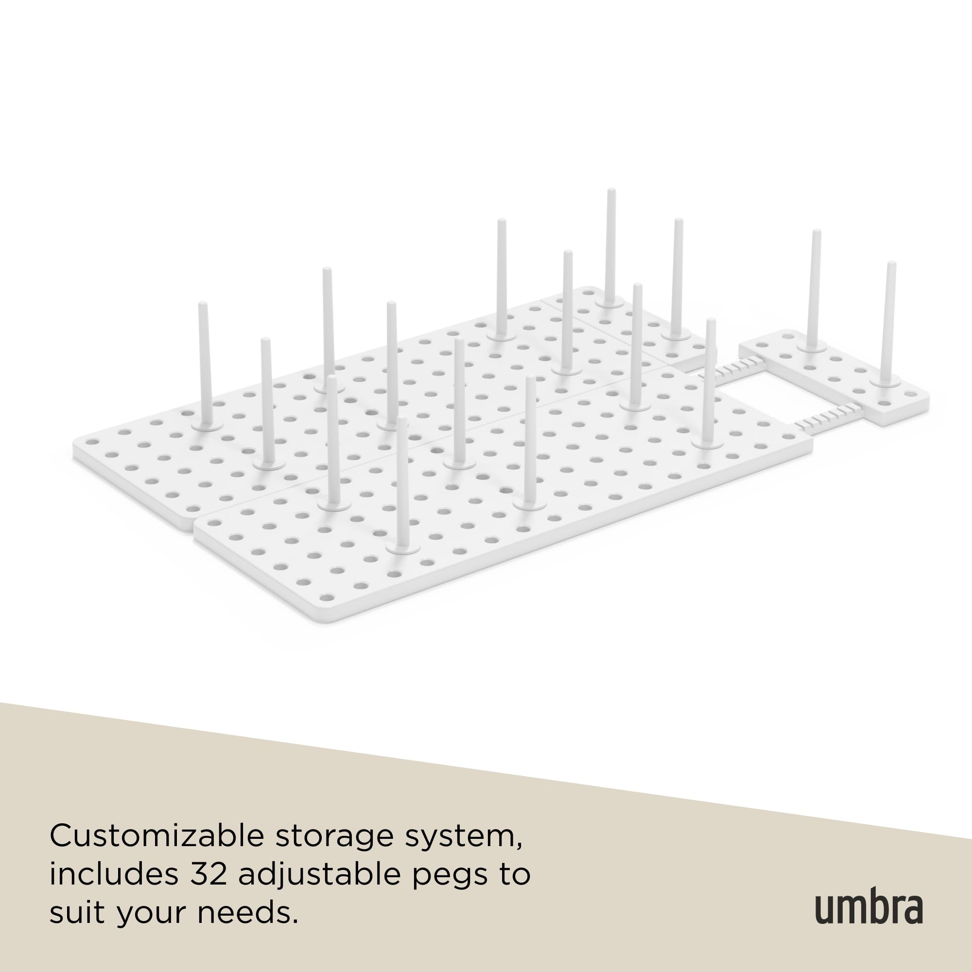 Umbra Peggy Kitchen Drawer Cupboard Organizer Tray - Adjustable Storage System For Food Containers, Cookware, Serveware, Utensils and More, White 🍁 All In One Marketplace Canada