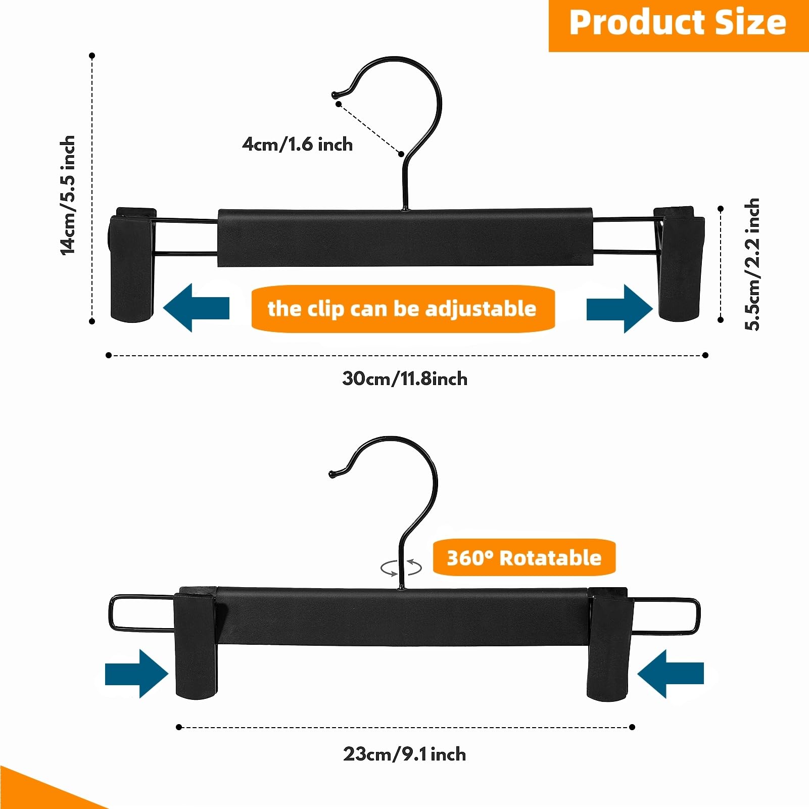Lamitocs Pants Hangers with Clips, Skirt Hangers, 360 ° Swivel Hooks Space Saving Hangers for Pants, Skirts, Clothes, Jeans (10Pack,Black) 🍁 All In One Marketplace Canada