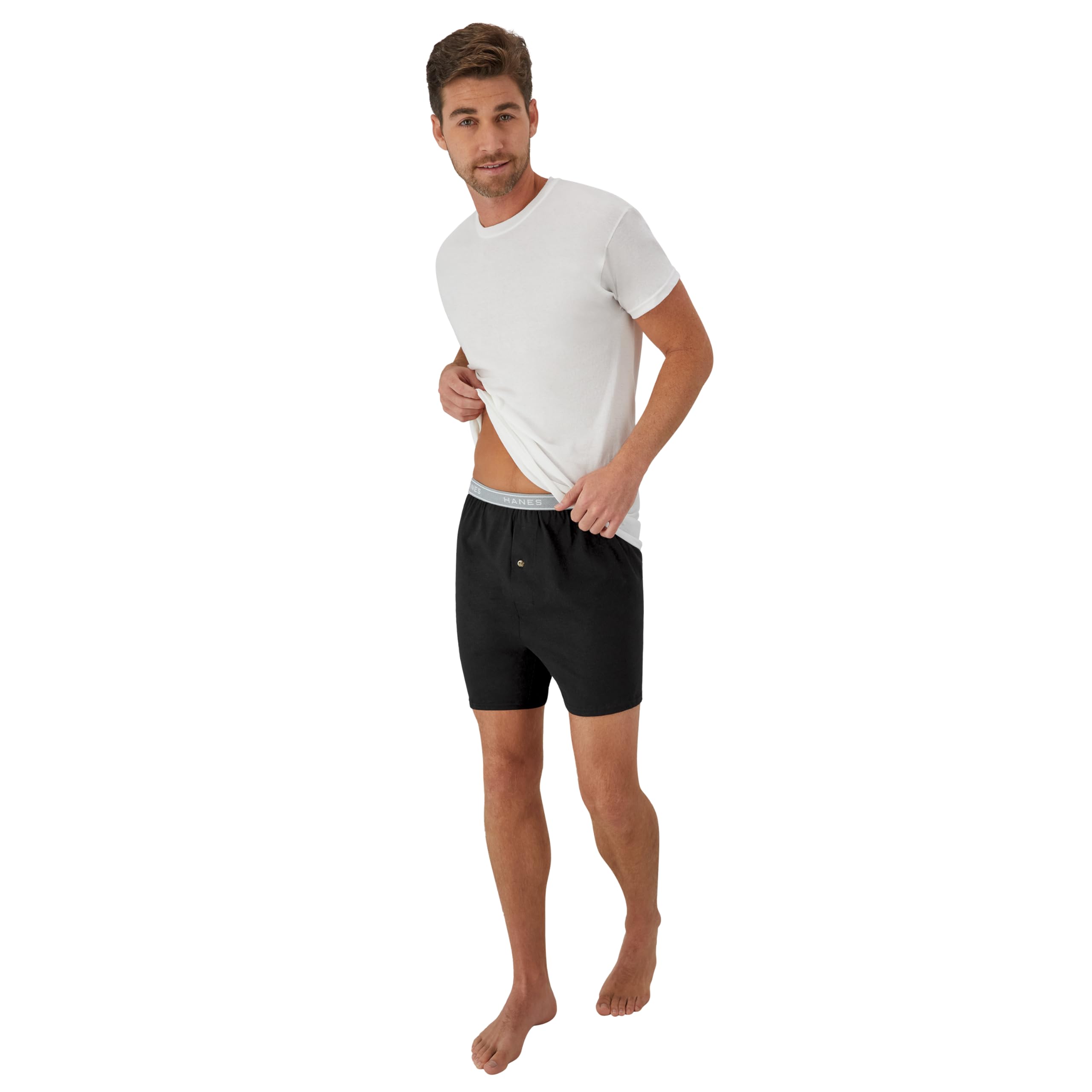 Hanes Men's 5-Pack Exposed Waistband Knit Boxers, Assorted, Large/36-38 🍁 All In One Marketplace Canada