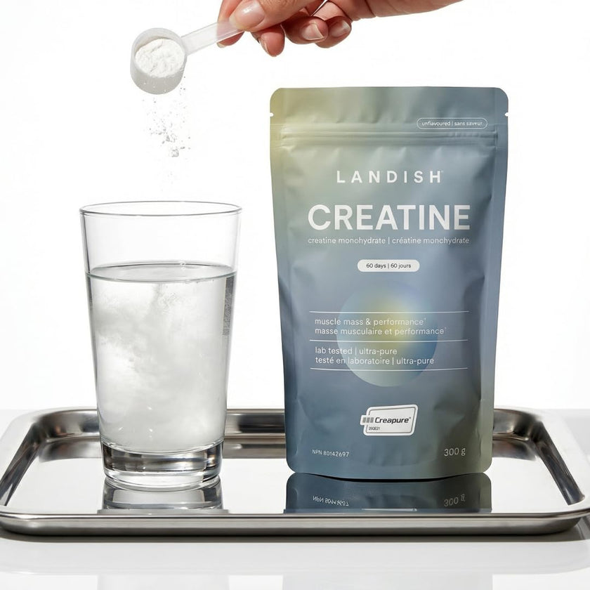 Landish Creatine Monohydrate Powder – Creapure®, German-Made Micronized Creatine – Canadian Brand – Increases Muscle Mass & Improves Strength – For Women & Men – Vegan –Unflavoured – 300 g (60 Servings) 🍁 All In One Marketplace Canada