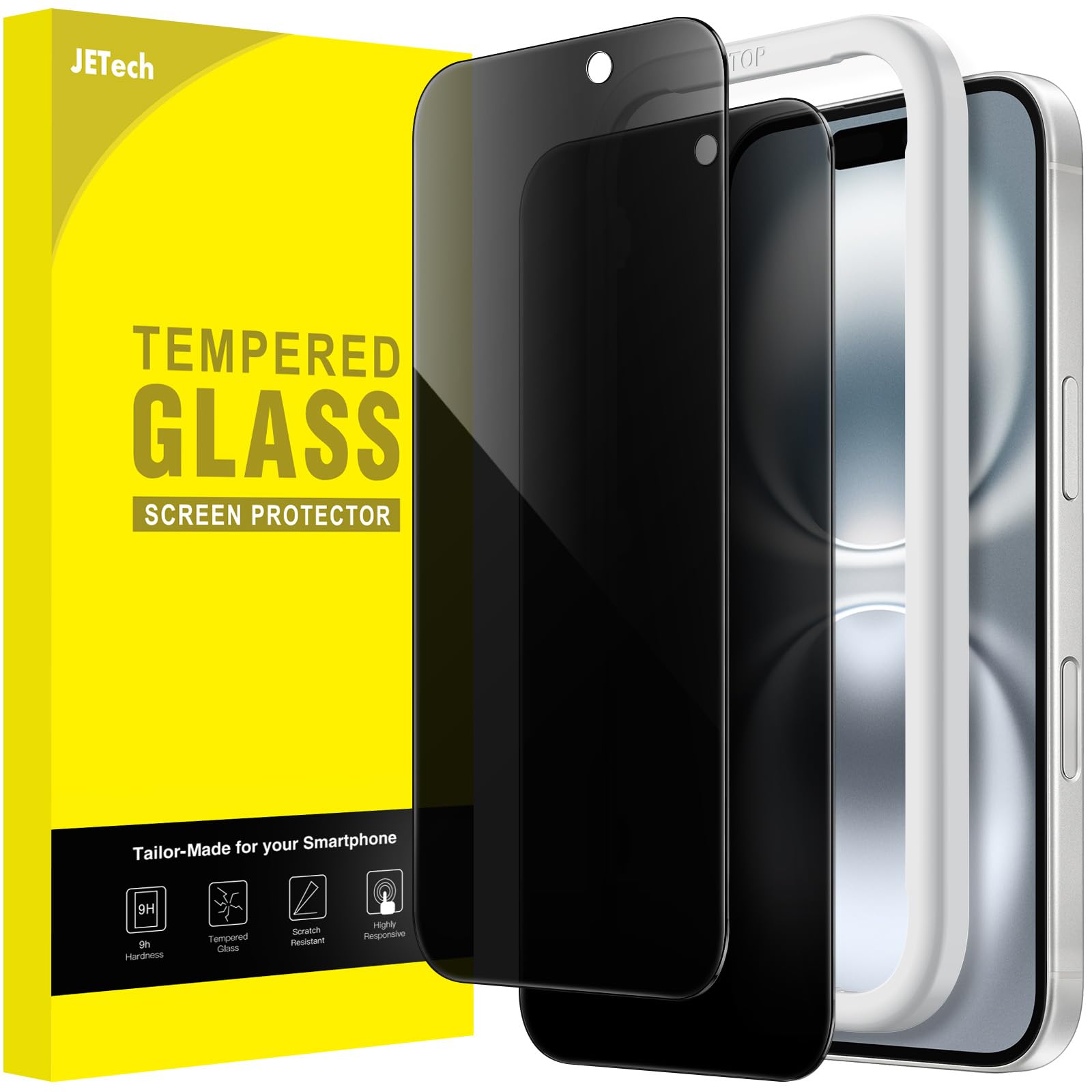 JETech Privacy Screen Protector for iPhone 16 6.1-Inch, Anti-Spy Tempered Glass Film with Easy Installation Tool, 2-Pack 🍁 All In One Marketplace Canada