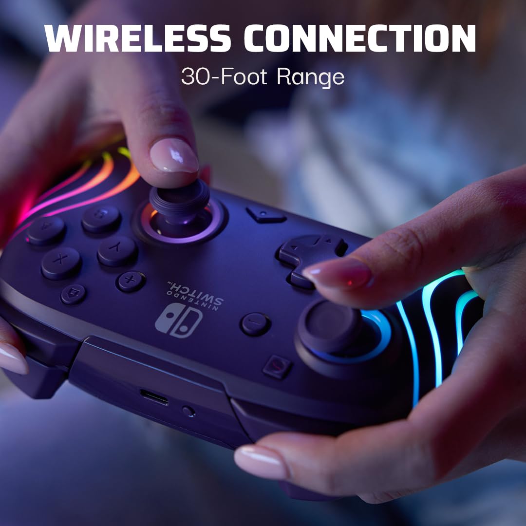 PDP Afterglow Wave Wireless RGB Gaming Controller - Nintendo Switch/Switch Lite/Switch - OLED Model, Nintendo Switch 2, LED Lighting, Rechargeable Battery - Purple 🍁 All In One Marketplace Canada