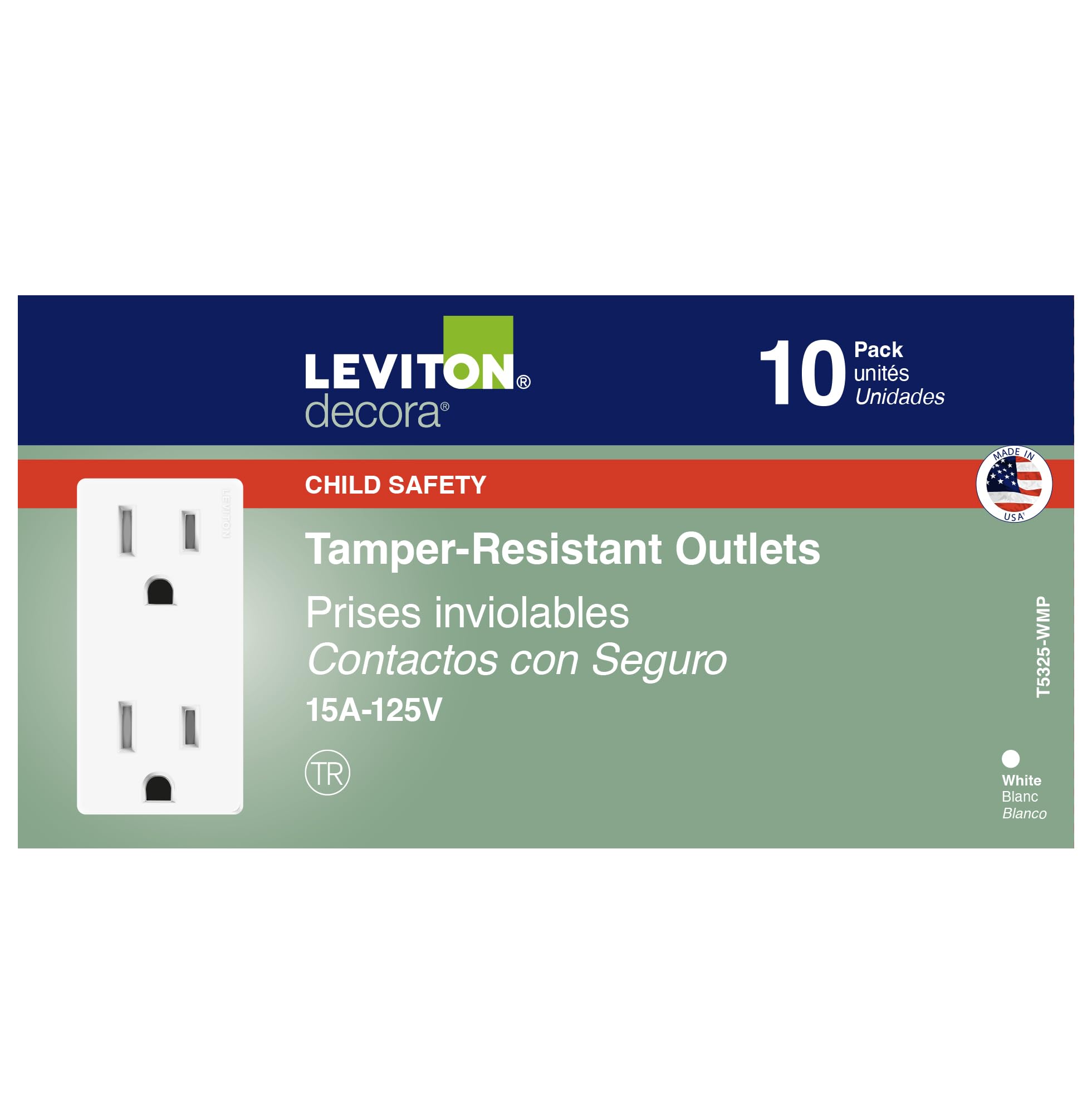 Leviton Decora, 10-Pack, 15 Amp, Tamper-Resistant Duplex Wall Receptacle, T5325-WMP, White 🍁 All In One Marketplace Canada