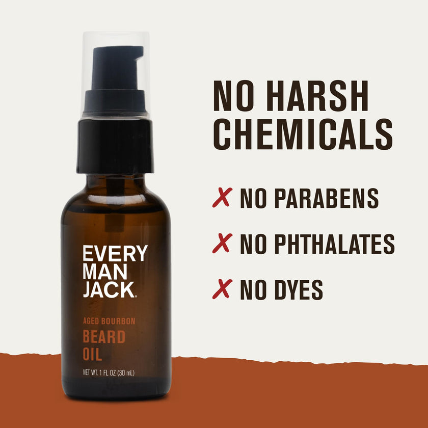 Every Man Jack Mens Beard Oil - Subtle Aged Bourbon Fragrance - Deeply Moisturizes and Softens Your Beard and Adds a Natural Shine - Naturally Derived with Shea Butter- 30 mL 🍁 All In One Marketplace Canada