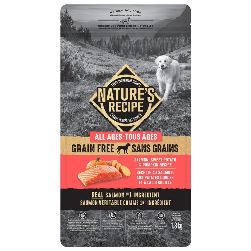 Nature's Recipe Grain Free Natural Dog Food Salmon, Sweet Potato & Pumpkin Recipe 5.4 kg (Pack of 1) 🍁 All In One Marketplace Canada