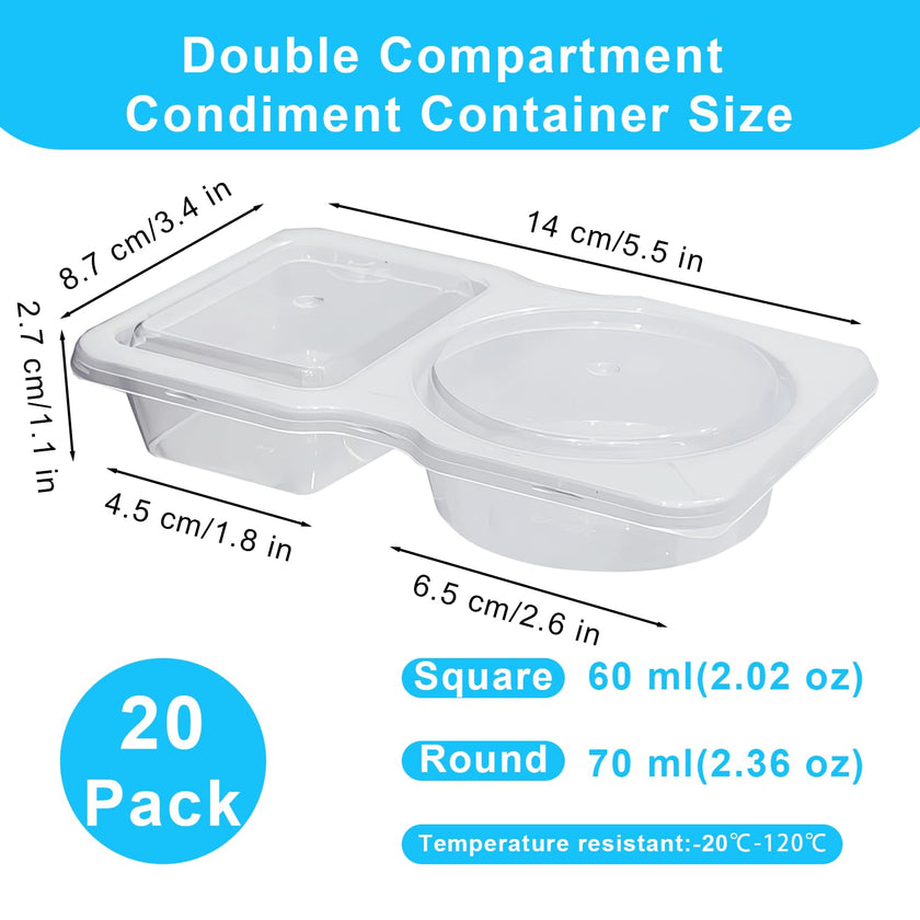 Pure Future 20-Pack Reusable Double Compartment Snack Containers with Lids - BPA-Free PP Meal Prep Bento Boxes for Lunch, Fruit & Dips, Microwave/Dishwasher Safe 🍁 All In One Marketplace Canada
