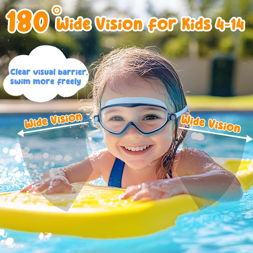 Kids Goggles Swimming, 2 Pack Kids Swimming Goggles for Age 4-14 Wide Vision Anti-Fog UV Protection Waterproof for Boys Girls 🍁 All In One Marketplace Canada