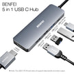 BENFEI 5in1 USB C Hub with 4K HDMI, 3 USB-A, 100W Power Delivery, Silicone and Woven Design Cable, Aluminum Case Compatible with MacBook Pro/Air, iPad Pro, iMac, iPhone 15 Pro/Pro Max, XPS, Thinkpad 🍁 All In One Marketplace Canada