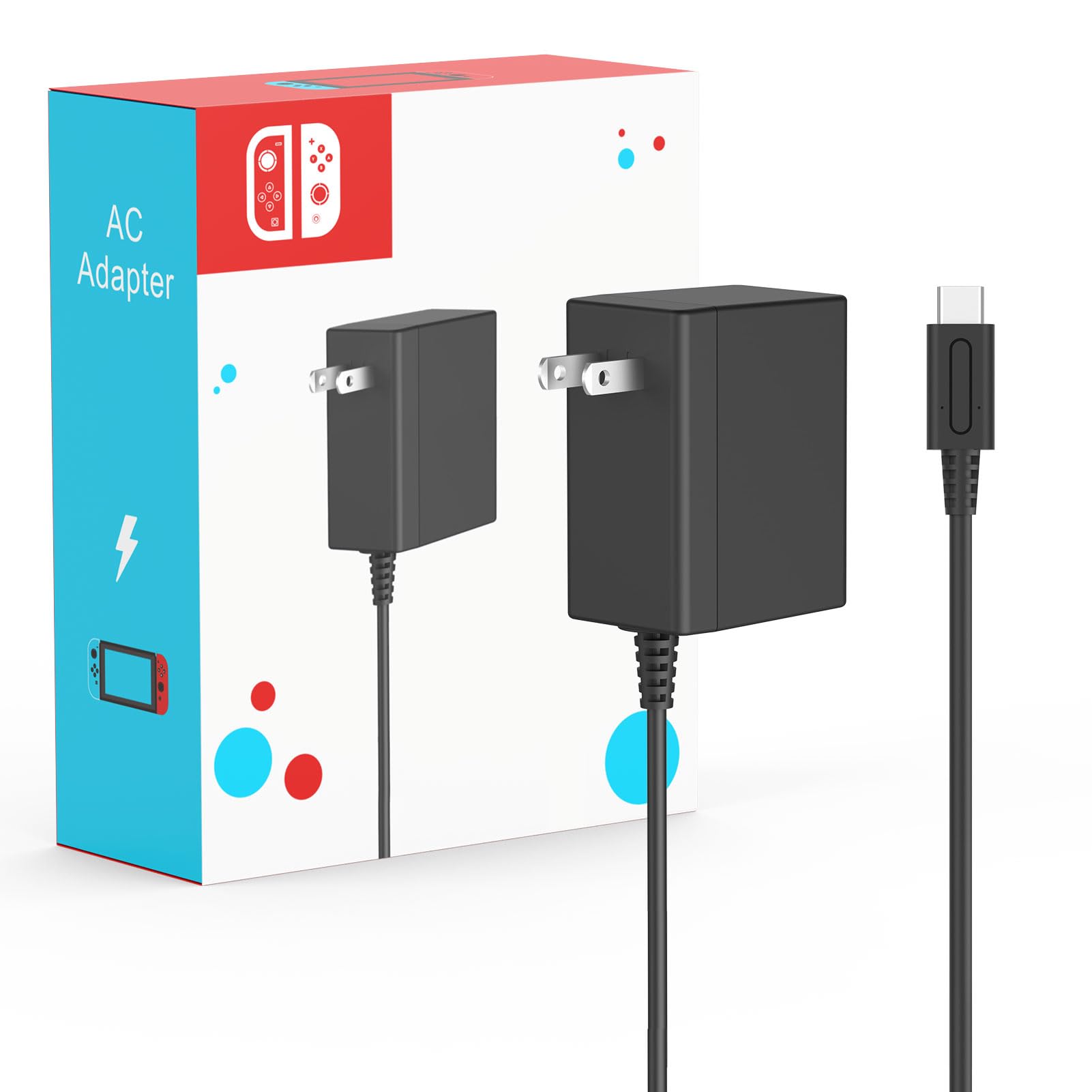SATURNDOCK 45W Charger Compatible with Nintendo Switch, Fast Charging Power Supply Compatible with Switch OLED/Lite/Steam Deck Dock, Support TV Mode, 15V 2.6A (5ft) 🍁 All In One Marketplace Canada