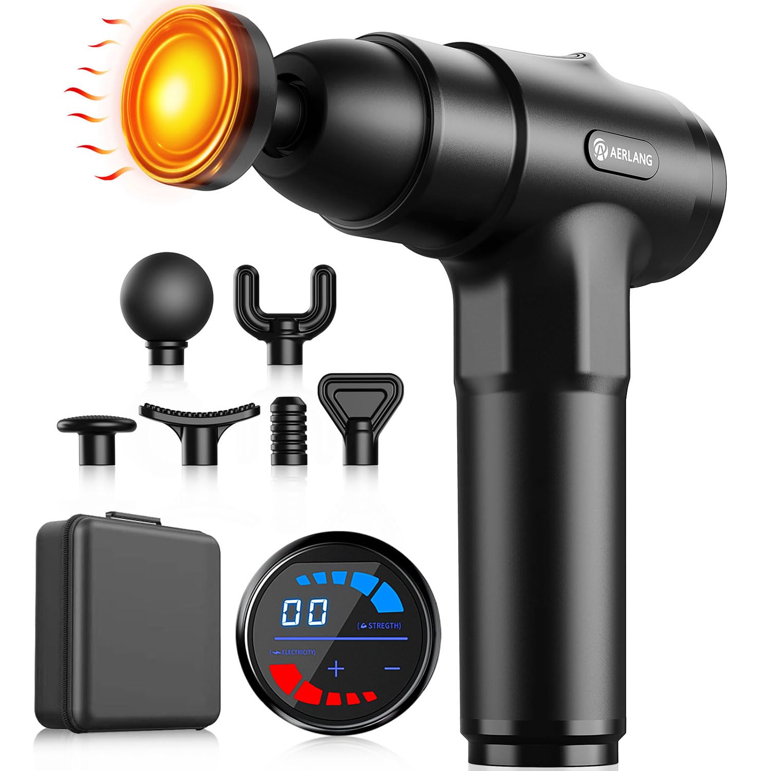 AERLANG Massage Gun with Heat,Percussion Massage Gun, Upgrade Muscle Handheld Deep Tissue Massager - Adjustable Heads for Muscle Groups 20 Speed Option,Mothers Day Gift for Mom Dad Men Women 🍁 All In One Marketplace Canada