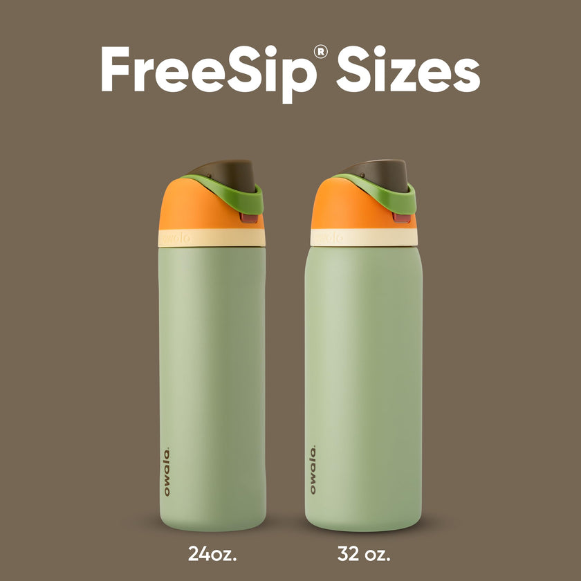 Owala FreeSip Insulated Stainless Steel Water Bottle with Straw for Sports and Travel, BPA-Free, 24-oz, Orange/Green (Camo Cool) 🍁 All In One Marketplace Canada