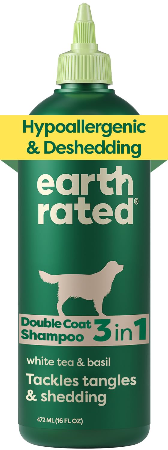 Earth Rated (A Canadian Company), 3-in-1 Deshedding Dog Shampoo and Conditioner, Deodorizing Oatmeal Shampoos for Dogs and Puppies, Great for Smelly Pets, White Tea and Basil Scent, 473 ml 🍁 All In One Marketplace Canada
