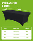 Pureegg Spandex Tablecloth 6ft - 2 Pack, Fitted and Tight Table Cloth for Rectangular Table, Wrinkle-Free and Stretch Table Cover for Party, Wedding, and Banquet, Black, 72