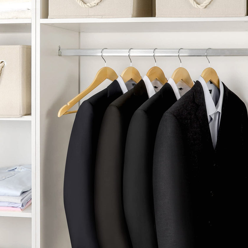 TOPIA HANGER Wooden Hangers (30 Pack), Natural Wooden Coat Hangers with Non Slip Pants Bar, 360°Swivel Hook and Shoulder Notches for Suit, Jacket, Pants, Smooth Finish Clothes Hangers - CT34N30 🍁 All In One Marketplace Canada