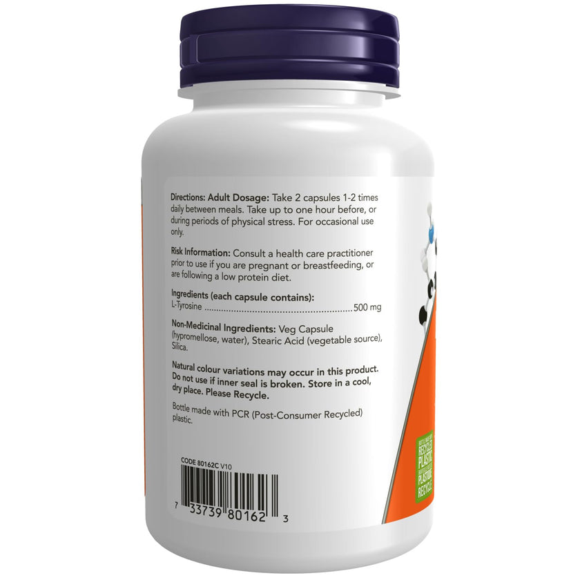 NOW Supplements, L-Tyrosine 500 mg, Supports Mental Alertness, Neurotransmitter Support, 120 Capsules 🍁 All In One Marketplace Canada
