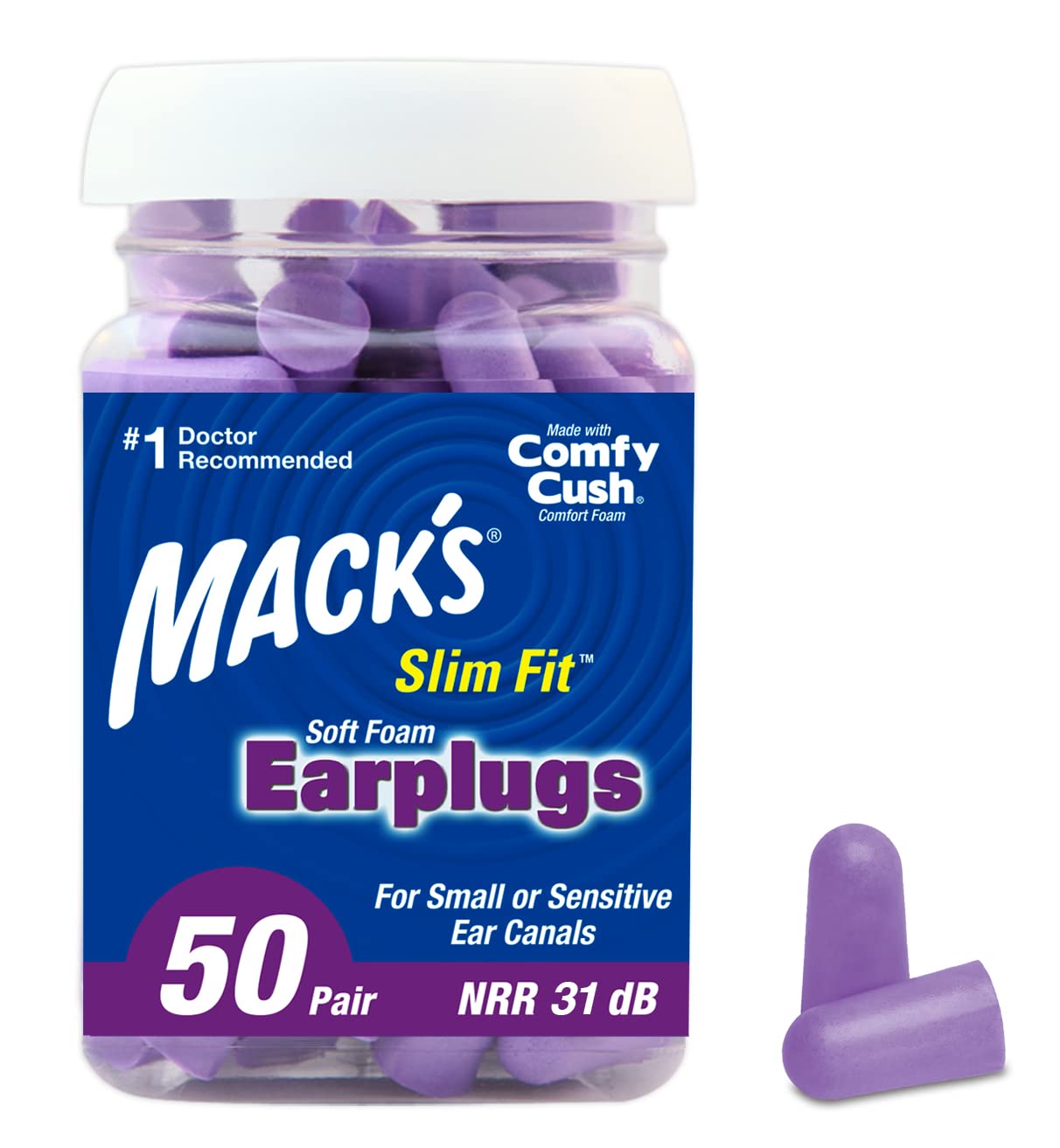 Mack's Slim Fit Soft Foam Earplugs, 50 Pair - Small Ear Plugs for Sleeping, Snoring, Traveling, Concerts, Shooting Sports & Power Tools 🍁 All In One Marketplace Canada