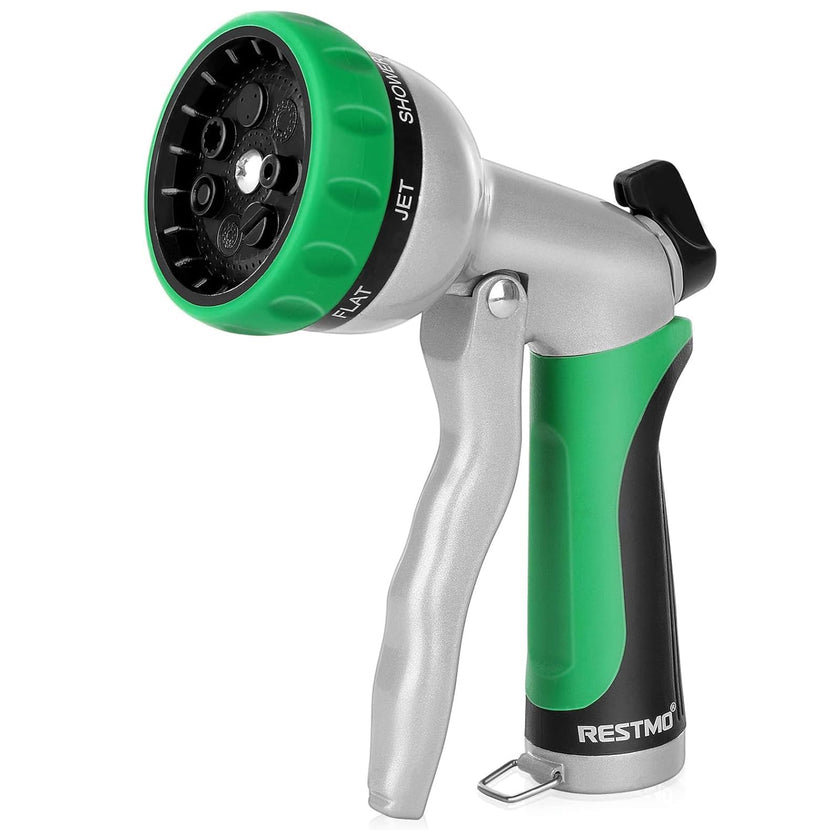 RESTMO Garden Hose Nozzle, Heavy Duty Metal Water Hose Nozzle with 7 Adjustable Spray Patterns, High Pressure Hand Sprayer with Flow Control, Best for Watering Plants & Lawns, Washing Cars & Pets 🍁 All In One Marketplace Canada