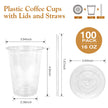 Joyeux 100 Pack 16 oz Clear Plastic Cups with Lids and Straws - Disposable Iced Coffee Cups for Matcha, Milkshakes, Smoothies and to go Drinks 🍁 All In One Marketplace Canada