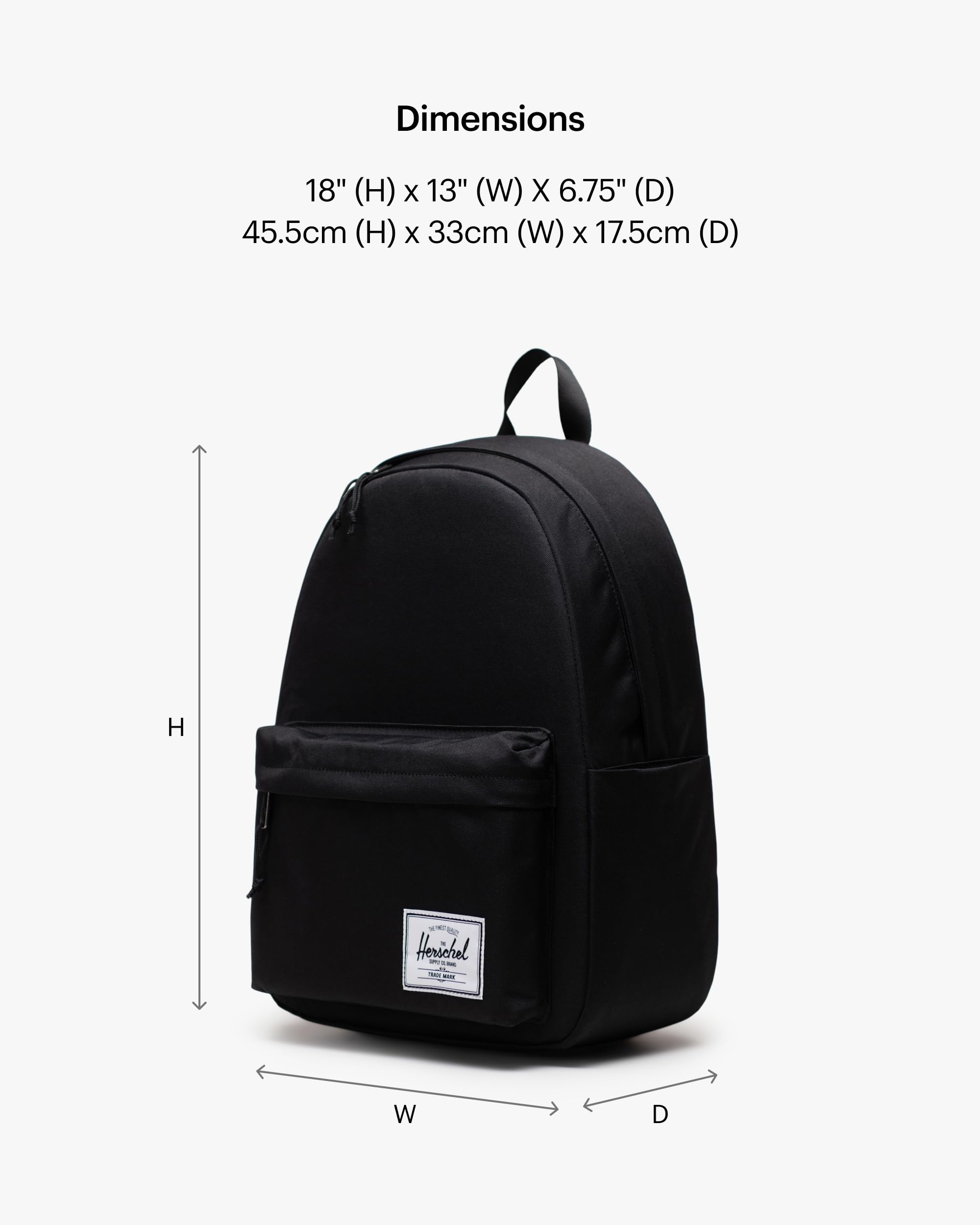 Herschel Classic Backpack, Unisex, Black, Mod XL - 25L 🍁 All In One Marketplace Canada