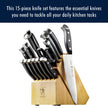 HENCKELS Premium Quality 15-Piece Knife Set with Block, Razor-Sharp, German Engineered Knife Informed by Over 100 Years of Masterful Knife Making, Lightweight and Strong, Dishwasher Safe 🍁 All In One Marketplace Canada
