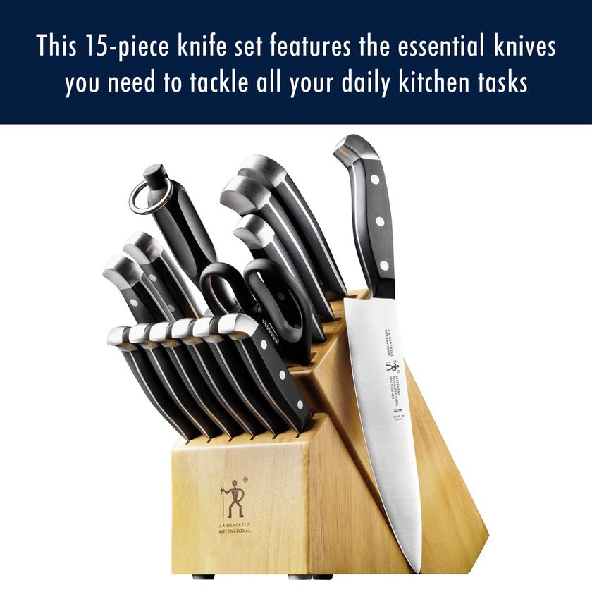 HENCKELS Premium Quality 15-Piece Knife Set with Block, Razor-Sharp, German Engineered Knife Informed by Over 100 Years of Masterful Knife Making, Lightweight and Strong, Dishwasher Safe 🍁 All In One Marketplace Canada
