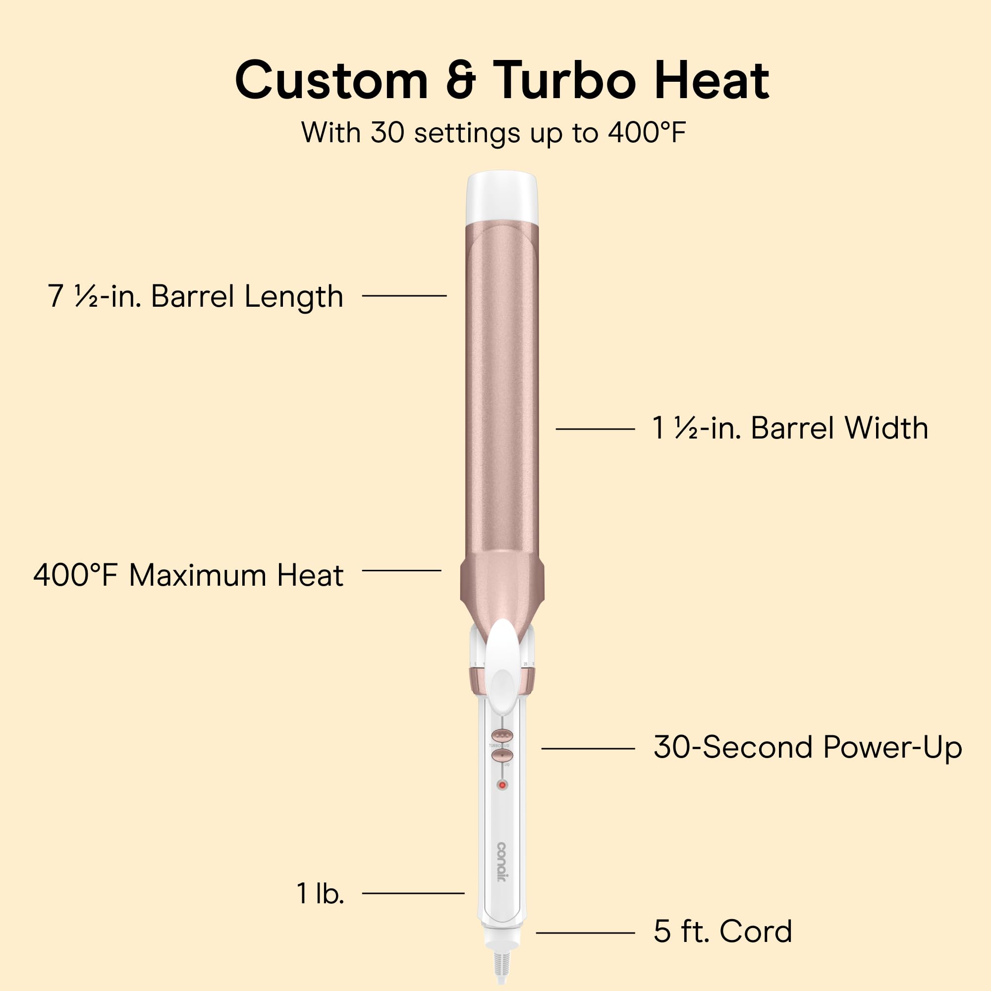Conair Ceramic Long Barrel XL Curling Iron, 1 ½” Barrel Produces Classic Curls – for use on Medium and Long Hair, Hair Curler 🍁 All In One Marketplace Canada