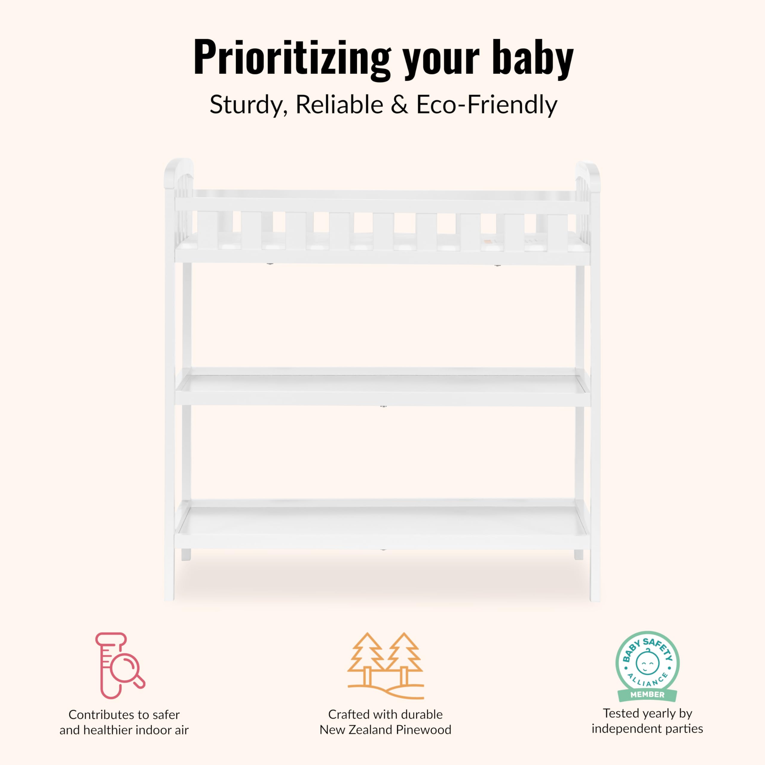 Dream On Me Emily Changing Table In White, Comes With 1