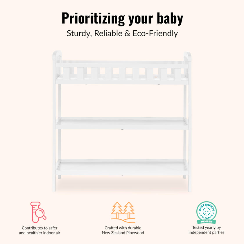 Dream On Me Emily Changing Table In White, Comes With 1