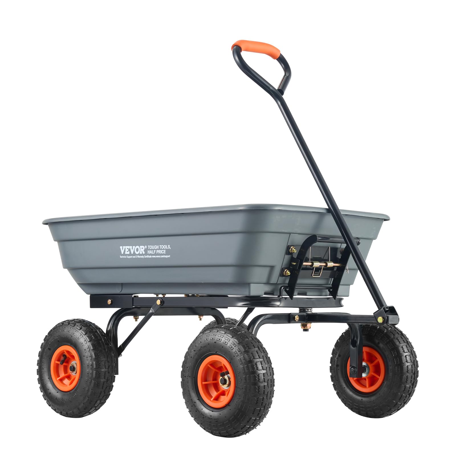VEVOR Dump Cart, Poly Garden Dump Cart with Easy to Assemble Steel Frame, Dump Wagon with 2-in-1 Convertible Handle, Utility Wheelbarrow 600 lbs Capacity, 10 inch Tires 🍁 All In One Marketplace Canada