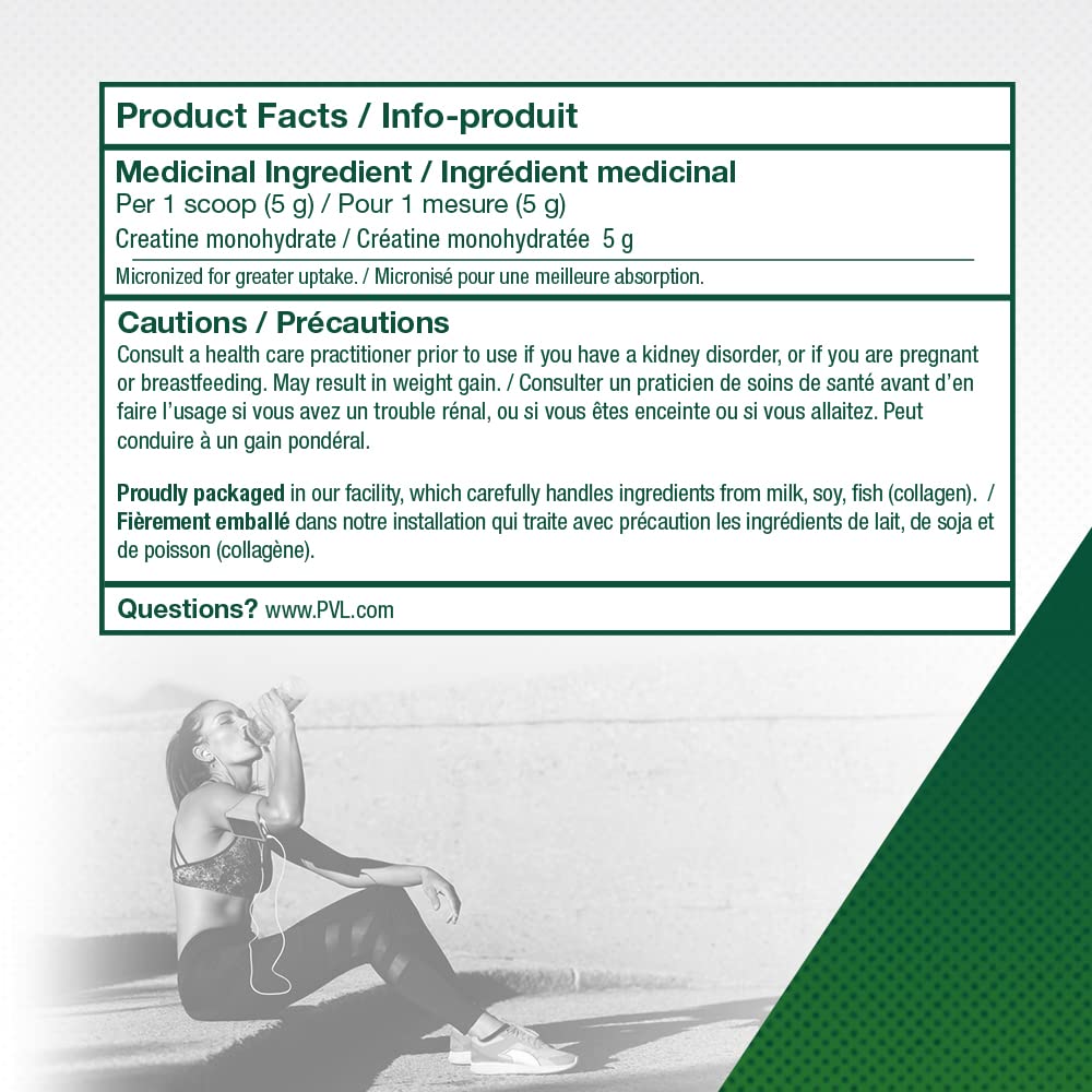 PVL 100% Pure Creatine Monohydrate Powder – Micronized Supplement for Women & Men, Unflavoured Amino Acids & Beta Alanine Friendly, Informed-Choice Tested, 1000 g (200 Servings) 🍁 All In One Marketplace Canada
